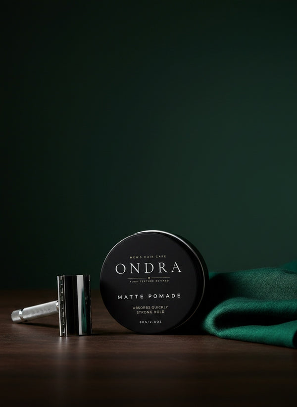ONDRA Pomade lifestyle props green background